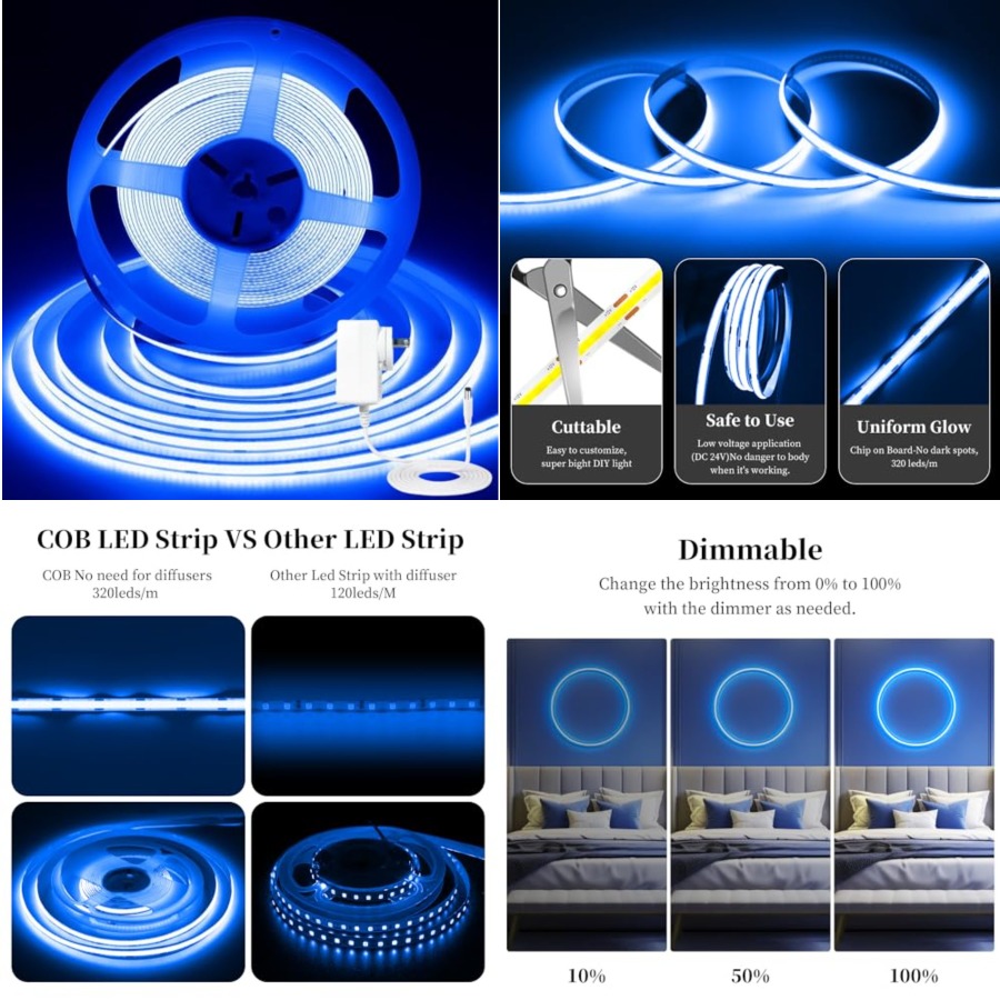 Taśma LED COB o długości 32,8  – Led Strip Lights recenzja i cena